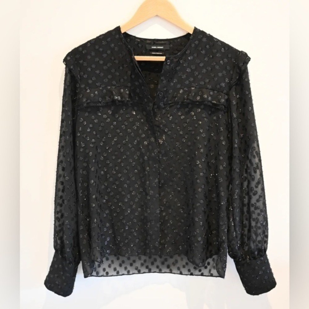 BNWT Isabel Marant Airy Sheer Polka Dot Blouse size 34/USXS $430 - Picture 2 of 10